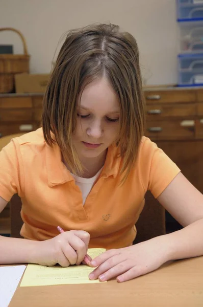 Écolière Ans Durant Examen — Photo