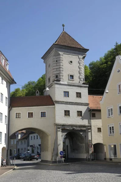 Sandauer Tor Kapu Vorderer Anger Tér Bajorország Németország Európa — Stock Fotó