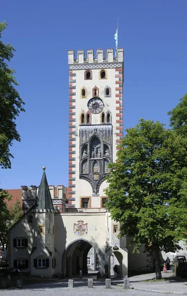 Bayertor Міські Ворота Landsberg Впевнений Леха Баварія Німеччина Європа — стокове фото