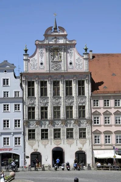 Facciate Edifici Della Città Vecchia Landsberg Lech Baviera Germania Europa — Foto Stock