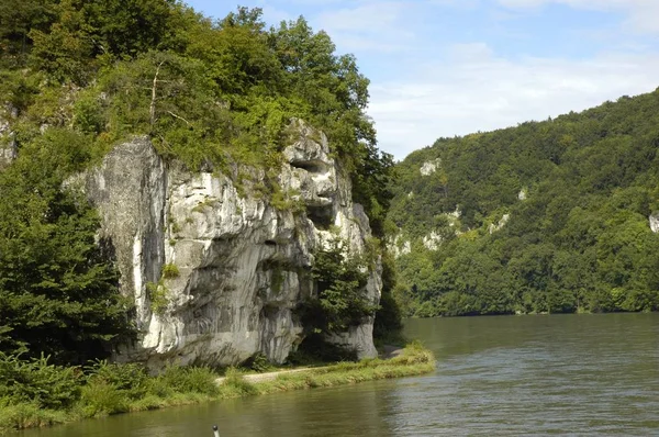 Donau Och Klippiga Bergen Weltenburgs Lägre Bayern Tyskland — Stockfoto