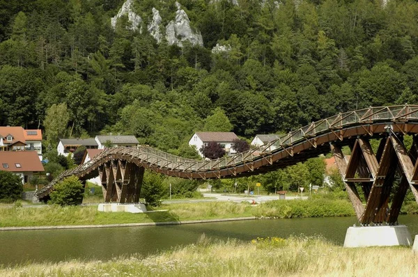 Holzbrücke Donaukanal Donau Weltenburg Niederbayern Deutschland — Stockfoto