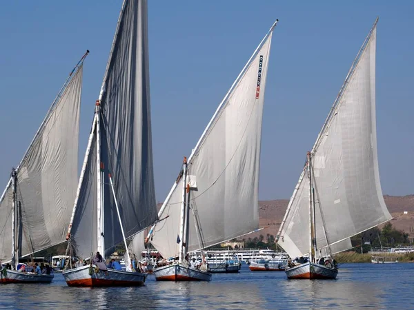 Barcos Vela Lago Nasser Assuan Egipto — Foto de Stock