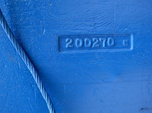 Details Des Baggers Farbe Und Nummer Blau Lackiert — Stockfoto
