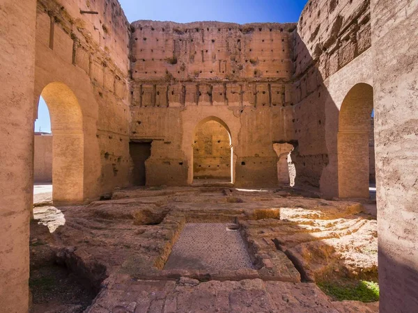 Ιστορικά Ερείπια Του Badi Palace Μαρακές Μαρακές Tensift Haouz Μαρόκο — Φωτογραφία Αρχείου