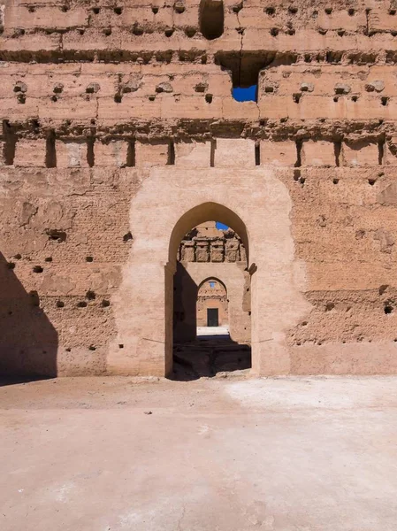 Palais Badi Történelmi Romjai Marrakech Marrakech Tensift Haouz Marokkó Afrika — Stock Fotó