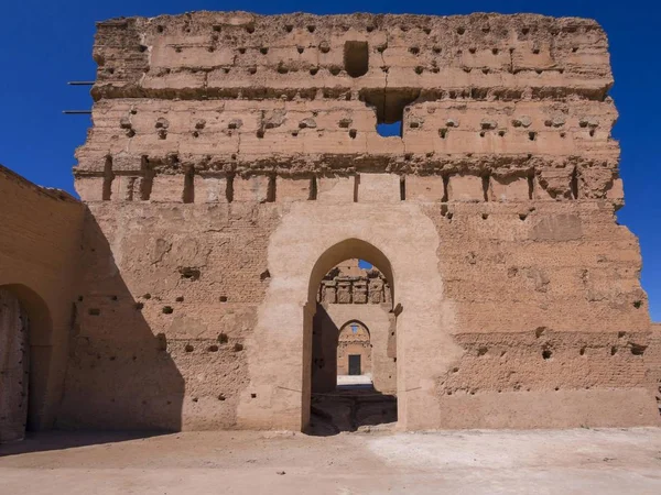 Ιστορικά Ερείπια Του Palais Badi Μαρακές Μαρακές Tensift Haouz Μαρόκο — Φωτογραφία Αρχείου