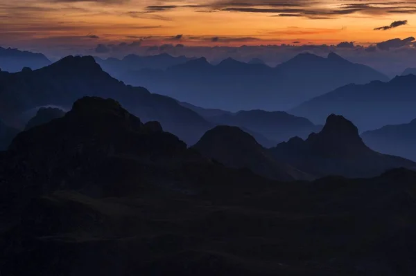 Montafon Dağlarının Üzerinde Gün Doğumu Gargellen Montafon Vorarlberg Avusturya Avrupa — Stok fotoğraf