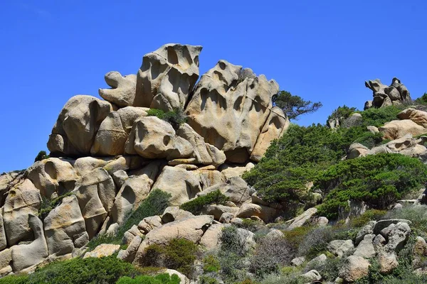 Bizarro Formaciones Rocosas Tafoniverwitterung Valle Della Luna Capo Testa Provincia — Foto de Stock