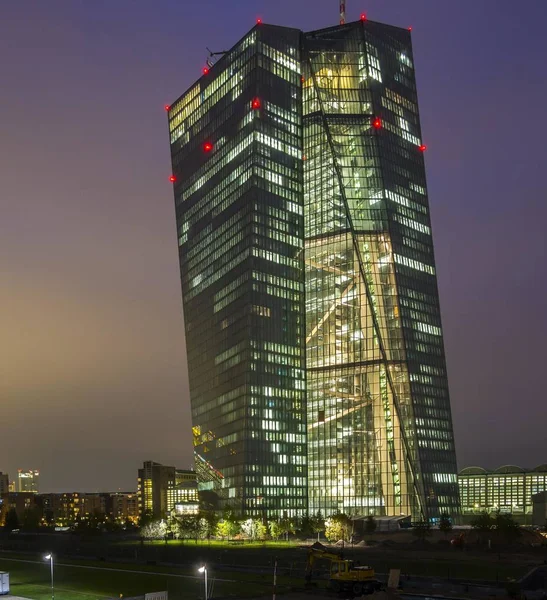 欧州中央銀行 Ecb 夕暮れ時に フランクフルトは メインです ヘッセ ドイツ ヨーロッパ — ストック写真