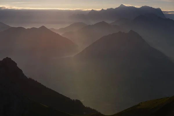 Allgau Alpleri Avusturya Avrupa Ile Gündoğumu Manzarası — Stok fotoğraf