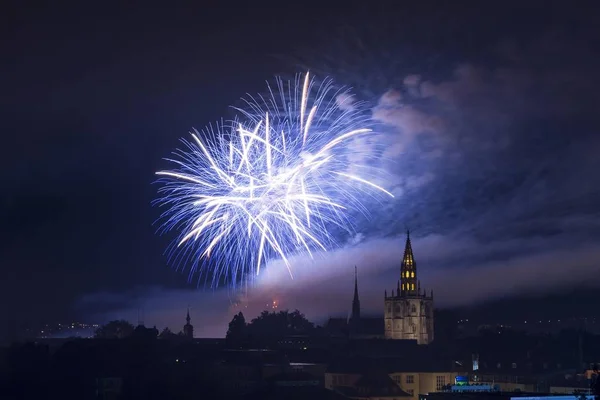 Fireworks Seenachtsfest Festival 2014 Dengan Constance Minster Konstanz Baden Wrttemberg — Stok Foto