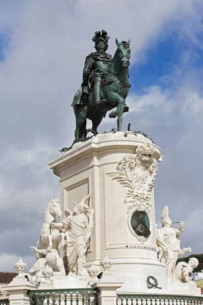 Άγαλμα Ιππικού Του Βασιλιά Jos Praa Comrcio Λισαβόνα Πορτογαλία Ευρώπη — Φωτογραφία Αρχείου