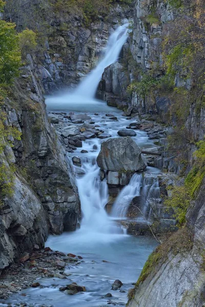 Wasserfälle Des Grand Eyvia Herbst Nationalpark Gran Paradiso Valle Cogne — Stockfoto