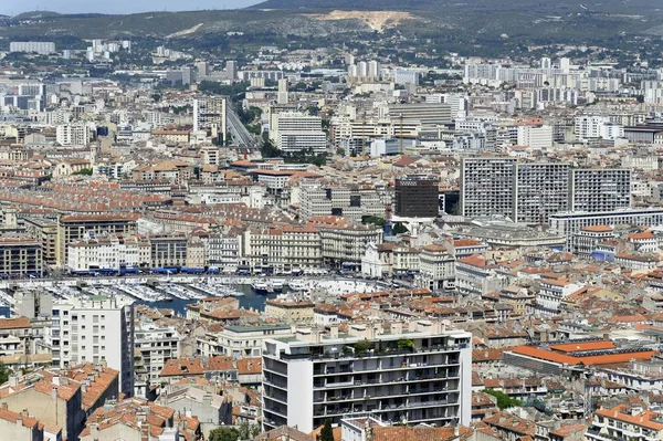 Kilátás Notre Dame Garde Városszerte Marseille Bouches Rhne Provence Alpes — Stock Fotó