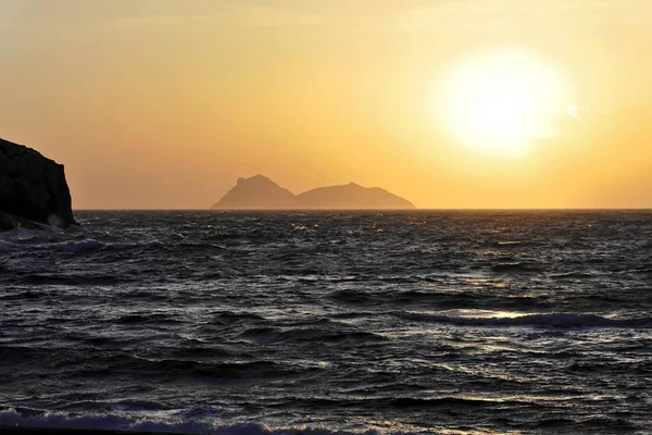 Sonnenuntergang Bucht Matala Strand Matala Kreta Griechenland Europa — Stockfoto