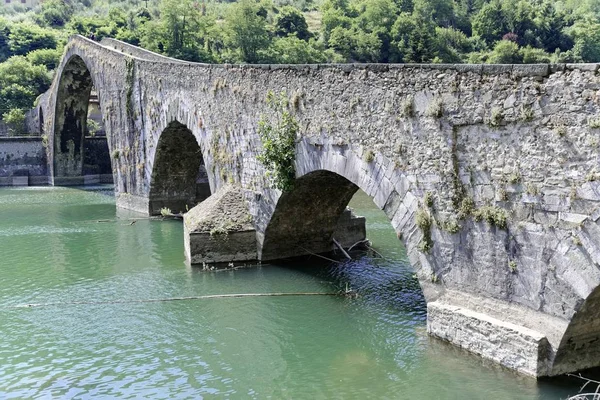 Ponte Della Maddalena Borgo Mozzano Lucca Toszkána Olaszország Európa — Stock Fotó