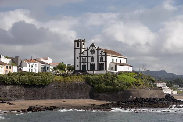 Beach Area Grande Parish Church Sao Roque Sao Miguel Azores — Stock Photo, Image