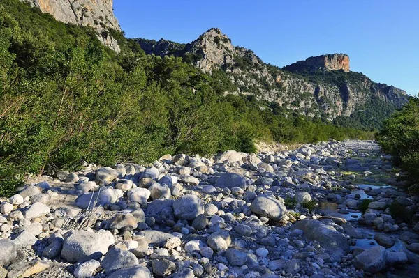 Bijna Droge Rivierbedding Van Riu Fiumineddu Gennargentu National Park Supramonte — Stockfoto