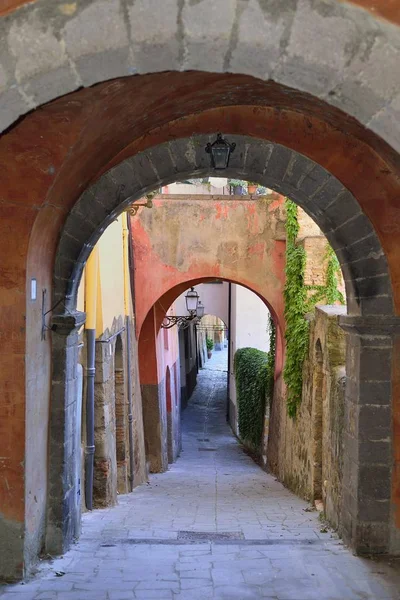 Steegje Met Bogen Oude Stad Centro Storico Tuscania Viterbo Lazio — Stockfoto