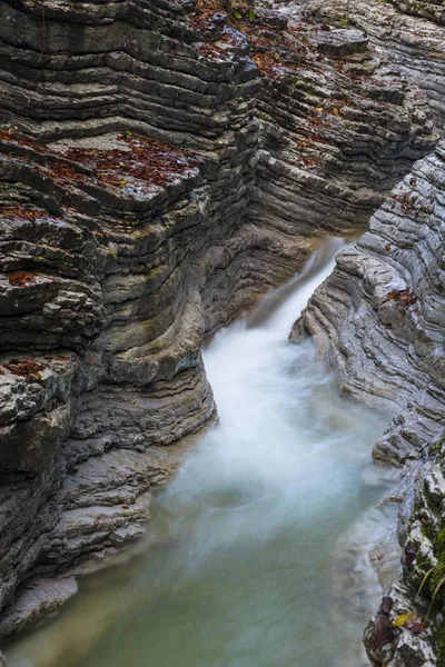 Taugl Stream Podzim Washouts Rock Layers Tauglschlucht Gorge District Hallein — Stock fotografie