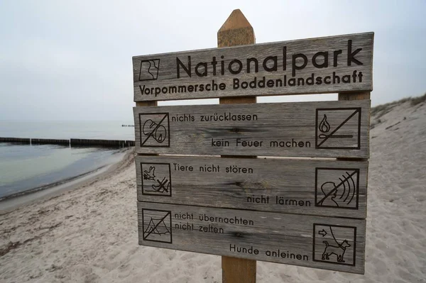 Jelek Balti Tenger Partján Nyugat Pomeránia Lagúna Nemzeti Park Zingst — Stock Fotó