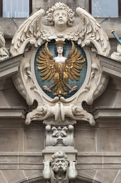 Kleine Stad Neurenberg Wapenschild Portaal Van Het Oude Stadhuis 1616 — Stockfoto