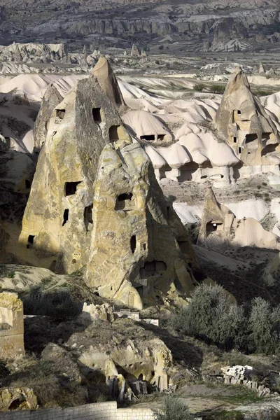 Cave Dwellings Tufa Formations Uchisar Guerin Vadisi Guvercinlik Nevsehir Province — Stock Photo, Image