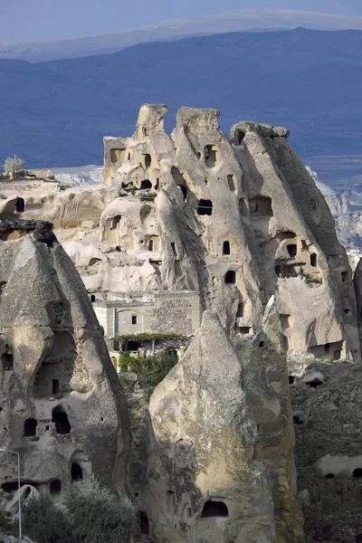 Cave Dwellings Tufa Formations Uchisar Guerin Vadisi Guvercinlik Nevsehir Province — Stock Photo, Image