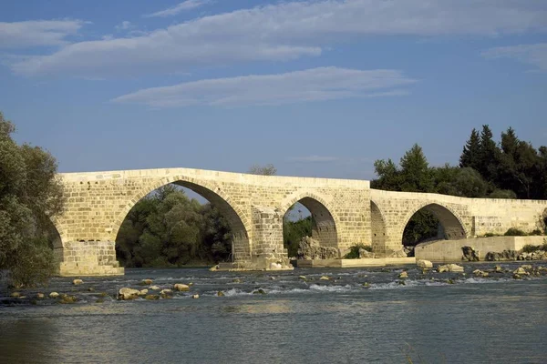 Átalakított Római Híd Kpray Folyó Felett Ősi Eurymedon Folyó Kpray — Stock Fotó