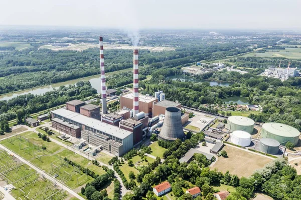 Aerial View Eon Power Plant Ingolstadt Gromehring Danube Ingolstadt Upper — Stock Photo, Image