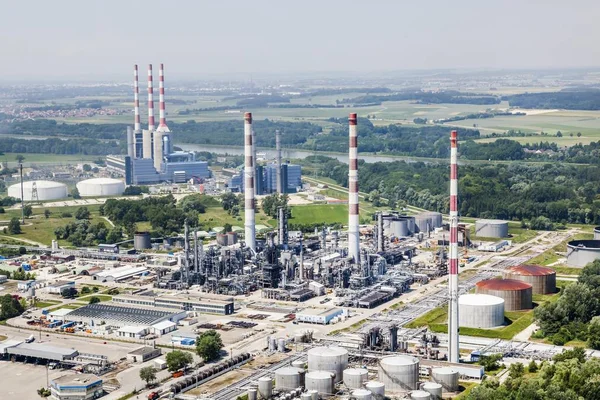 Aerial View Eon Power Plant Irsching Danube Vohburg Bavaria Germany — Stock Photo, Image