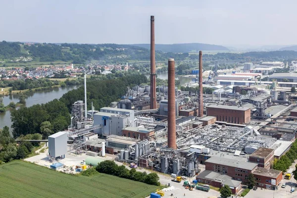 Veduta Aerea Kelheim Fibres Gmbh Aziende Dell Industria Chimica Produzione — Foto Stock