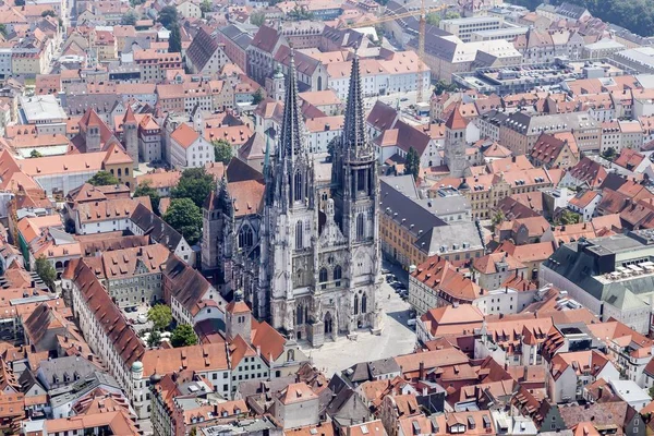 Вид Воздуха Старый Город Регенсбургским Собором Регенсбург Верхний Пфальц Бавария — стоковое фото