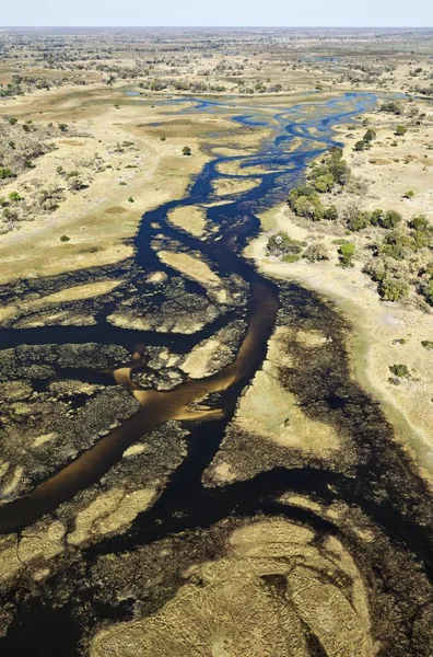 Gomoti River Its Channels Islands Sandbanks Adjoining Freshwater Marshland Aerial — Stockfoto