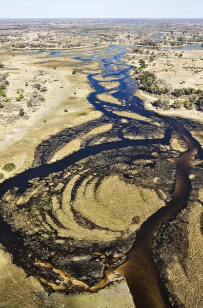 Gomoti River Its Channels Islands Sandbanks Adjoining Freshwater Marshland Aerial — Stockfoto