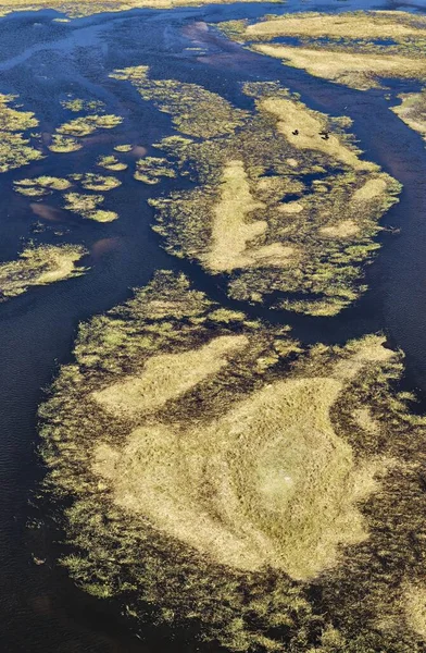 Rio Gomoti Com Seus Canais Ilhas Vista Aérea Delta Okavango — Fotografia de Stock