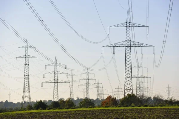 Transmissielijnen Waiblingen Baden Wrttemberg Duitsland Europa — Stockfoto