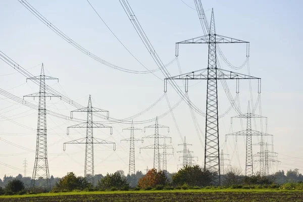 Transmissielijnen Waiblingen Baden Wrttemberg Duitsland Europa — Stockfoto