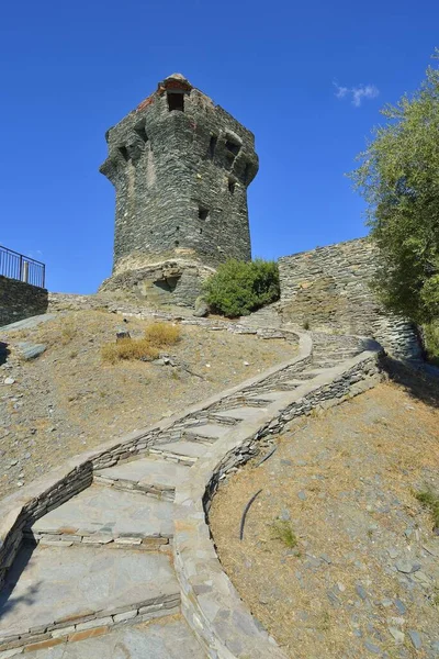 Тур Нонса Пізанська Вежа Західному Узбережжі Cap Corse Nonza Haute — стокове фото