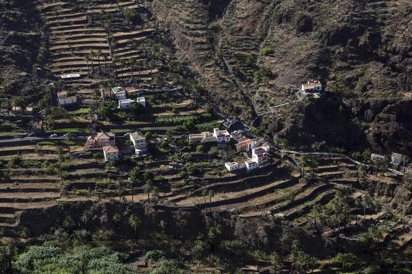 Uitzicht Vanaf Mirador Cesar Manrique Terrasvormige Velden Huizen Van Los — Stockfoto