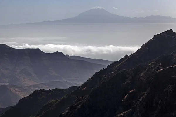 Mirador Degollada Paraza Vista Para Leste Gomera Monte Teide Tenerife — Fotografia de Stock