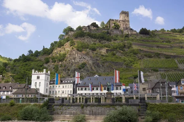 Kaub Detrás Del Castillo Gutenfels Patrimonio Humanidad Unesco Alto Valle —  Fotos de Stock