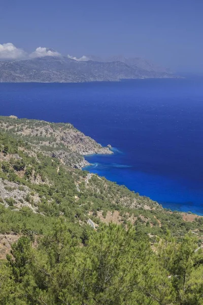 Kust Blauwe Zee Karpathos Dodekanesos Zuid Egeïsche Zee Griekenland Europa — Stockfoto