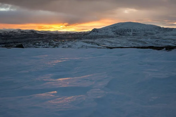 Sunset Wintry Fjell Dovrefjell Sunndalsfjella Nemzeti Park Norvégia Európa — Stock Fotó