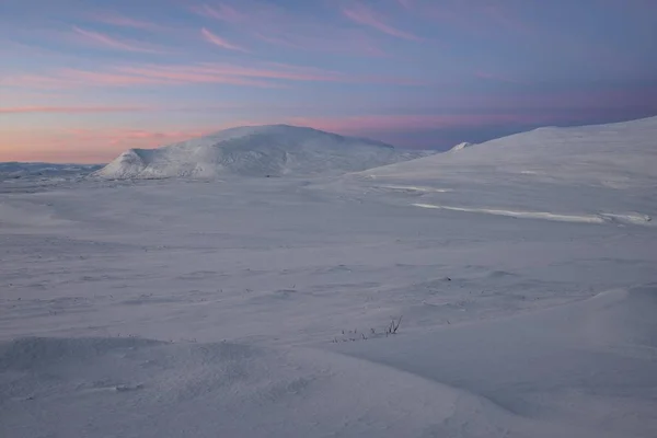 Fjell Zimě Oblačná Ranní Obloha Dovrefjell Národní Park Sunndalsfjella Norsko — Stock fotografie