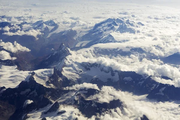 Вид Воздуха Гору Маттерхорн Ледник Горнер Вершину Дюфур Шпитце Монте — стоковое фото