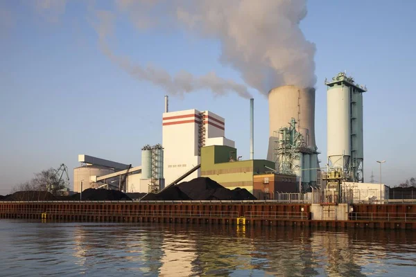 Central Eléctrica Carvão Trianel Canal Datteln Hamm Lnen Ruhr Area — Fotografia de Stock