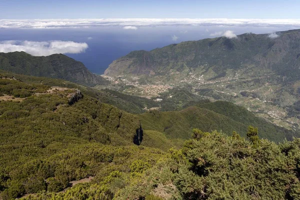 Vue Ribeiro Frio Côte Nord Derrière Faial Penha Guia Rocher — Photo