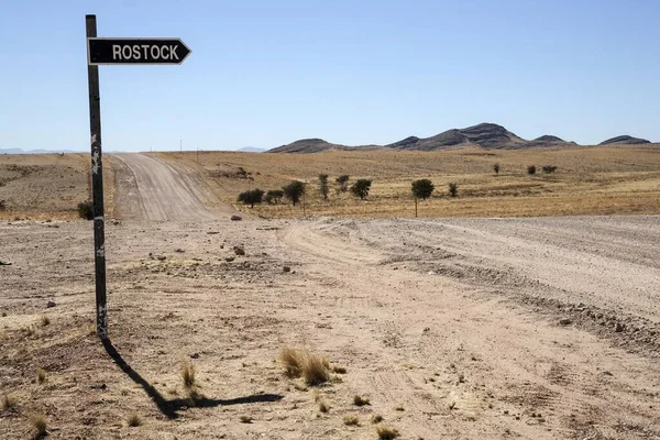 Señalización Rostock Carretera C14 Namibia África — Foto de Stock